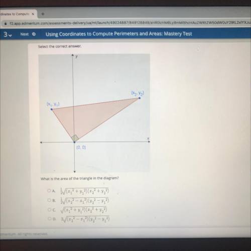 What is the area of the triangle in the diagram