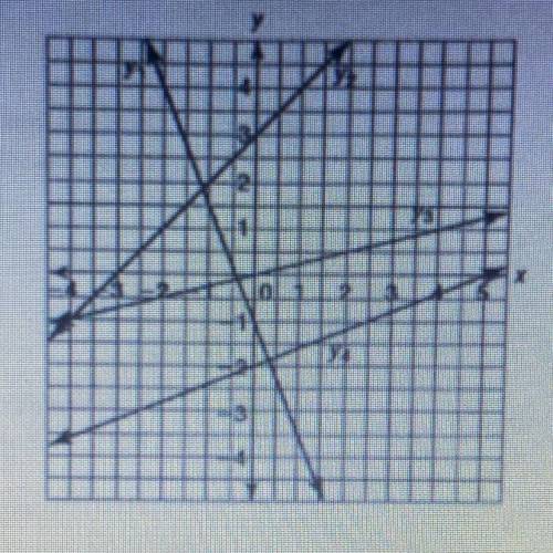 9. Which line represents a proportional relationship?
a. y1
b. y2
c. y3
d. y4