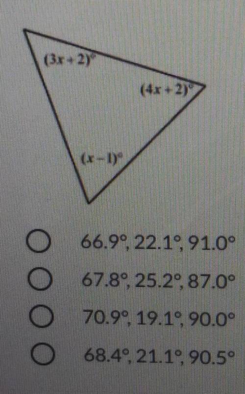 Find the measure of the interior angles to the nearest tenth.(Drawing is not to scale)​