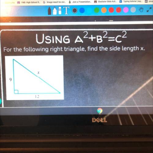 USING A2+B2=c2
For the following right triangle, find the side length x.
DELL