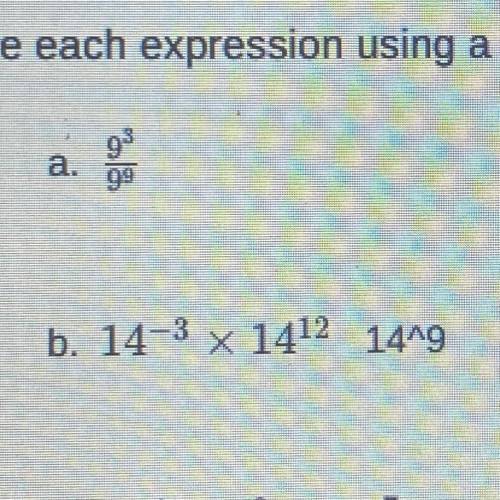 (Pic included) Rewrite each expression using a single, positive exponent: