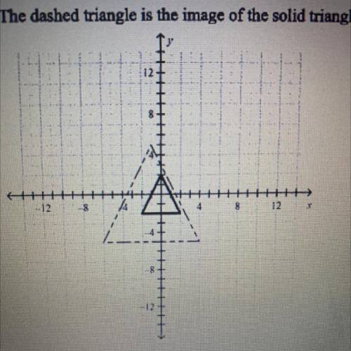 The dashed triangle is the image of the solid triangle for a dilation centered at the origin. What