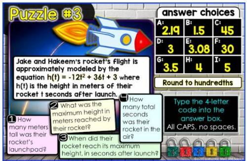 Jake and Hakeem's rocket's flight is approximately modeled by the

equation h(t) = -12t to the pow