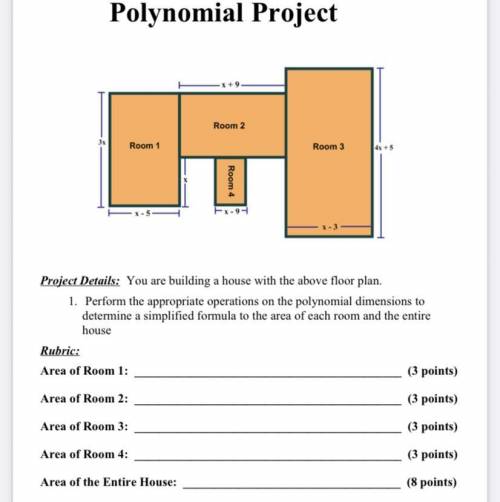 HELP PLEASE

Unit 8
Polynomial Project
Room 2
Room 1
Room 3
Project Details: You are building a ho