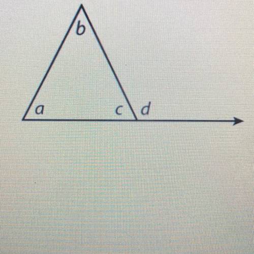 Which of the following angle or angles are remote interior angle(s) to triangle d?

a. Za, Zb and