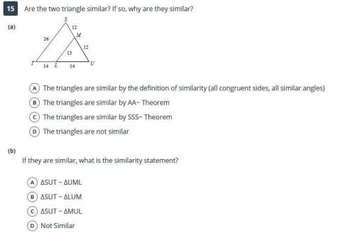 Are the two triangle similar? If so, why are they similar?