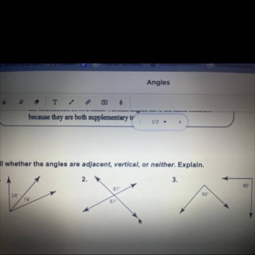 Help pls on how to find whether the angles are adherent or vertical or neither and explain I’ll giv