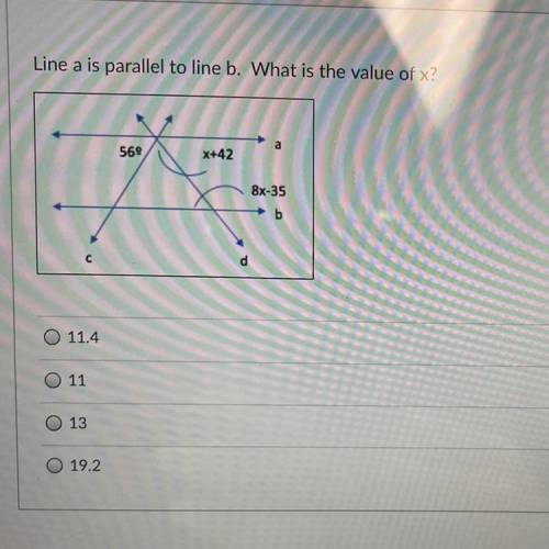 Line a is parallel to line b 
a
569
X+42
8x-35
b
PLEASE HELP