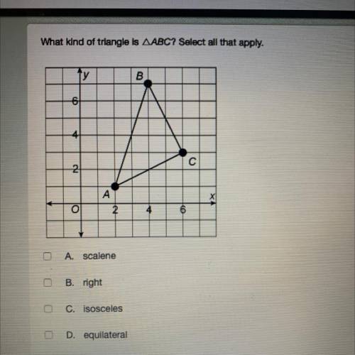 What kind of triangle is AABC? Select all that apply.