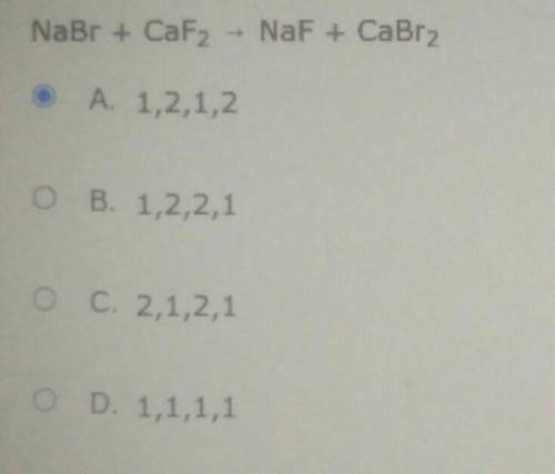 What coefficients are needed to balance the chemical equation below?​