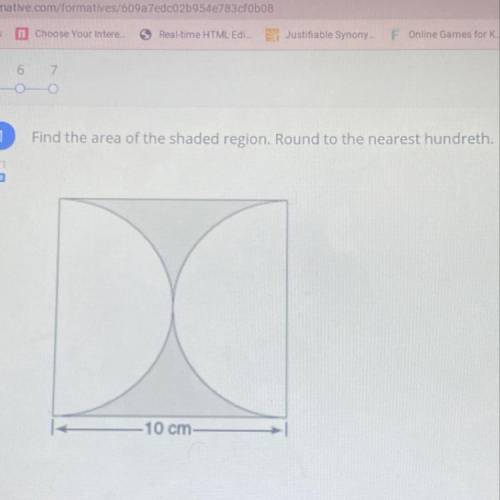 I need some help find the area of the shaded region and round to the nearest hundredth