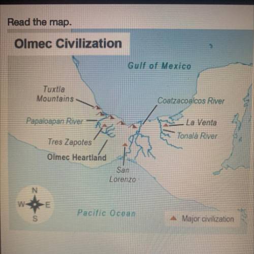 Based on the map, how did geography influence the

development of Olmec civilizations?
Minor civil