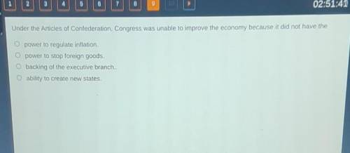 Under the Articles of Confederation, Congress was unable to improve the economy because it did O po