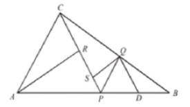 In the figure given below, P is a point on

AB such that AP:PB=5:4 . PQ is parallel to AC
and QD i