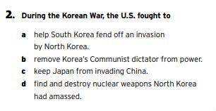 Picture with multiple choice about Korean War