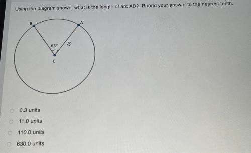 Using the diagram shown, what is the length of arc AB? Round your answer to the nearest tenth.

B
