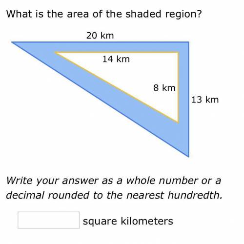 What is the area of the shaded region?
PLEASE ANSWER AS SOON AS POSSIBKE