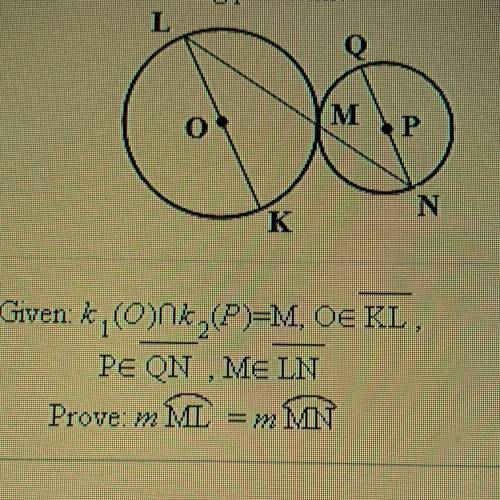 PLZZ HELP Given: k1(O) k2(P)=M, O KL, p QN, M LN prove: mML=mMN