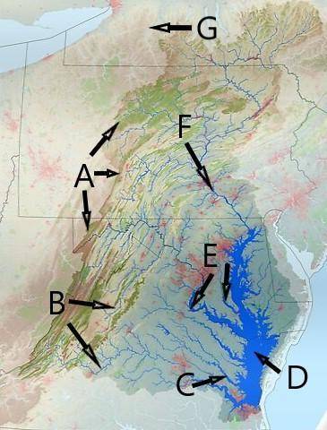What does each individual letter represent? (this is the chesapeake bay watershed)

Only use answe
