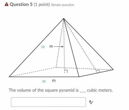 I really need help with this!!! thank you i appreciate it

the volume of the square pyramid is ___
