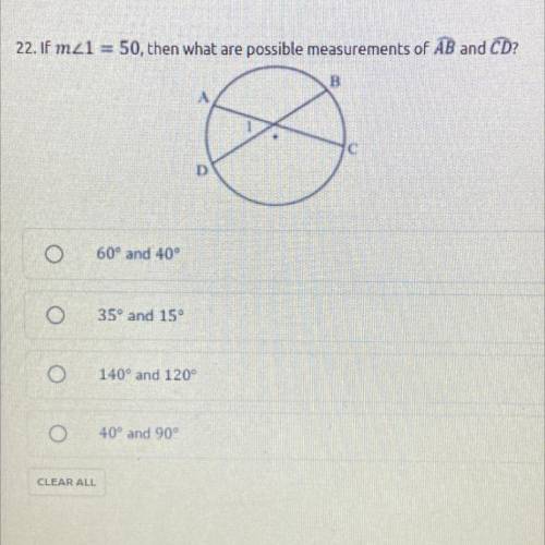 22. If m21
50, then what are possible measurements of AB and CD?
B
Pls help