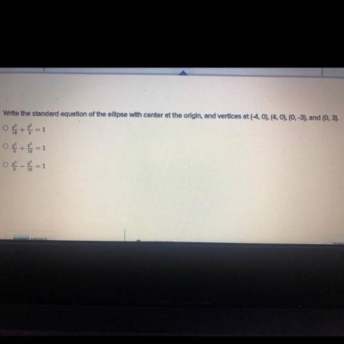 Write the standard equation of the ellipse with center at the origin, and vertices at (-4,0), (4,0)
