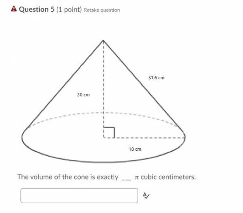 PLEASE HELP ME ASAP I REALLY NEED HELP!, THANK YOU

The volume of the cone is exactly ___ ​ cubic