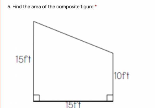 5. Find the area of the composite figure *