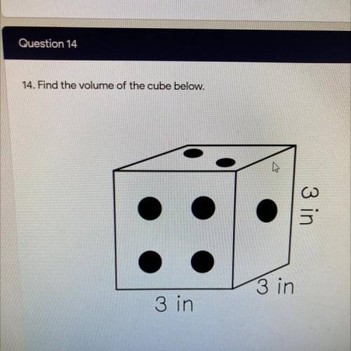 Find the volume of the cube below