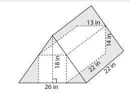 Find the volume of the shaded area. 
V = in3