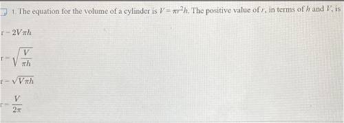The equation for the volume of cylinder is v=