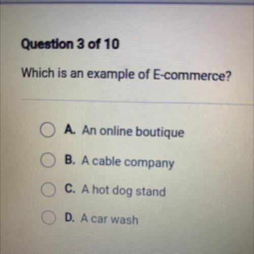 Which is an example of E-commerce?