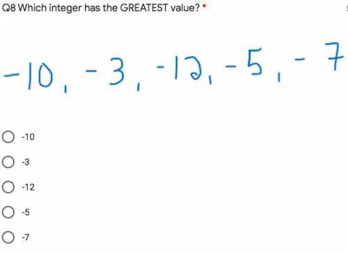 Which integer has the GREATEST value? .