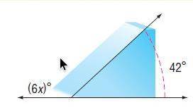 A skateboard ramp forms a 42º angle as shown. Find the value of x.