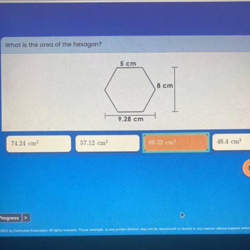 What is the area of the hexagon?