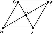 Quadrilateral HGFJ is a rhombus. GF=16cm and m

What is JF and m
Enter your answers in the boxes.