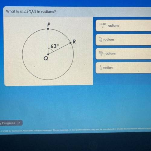 What is mZPQR in radians?