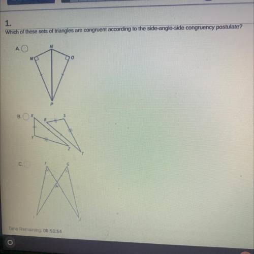 Which of these sets of triangles are congruent according to the side-angle-side congruency postulat