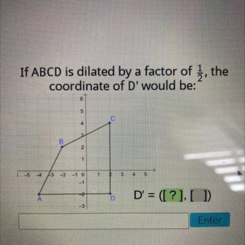 If abcd is dilated by a factor of 1/2 the coordinate of d´ would be