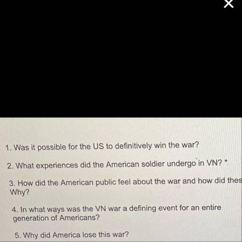 Vietnam War questions help