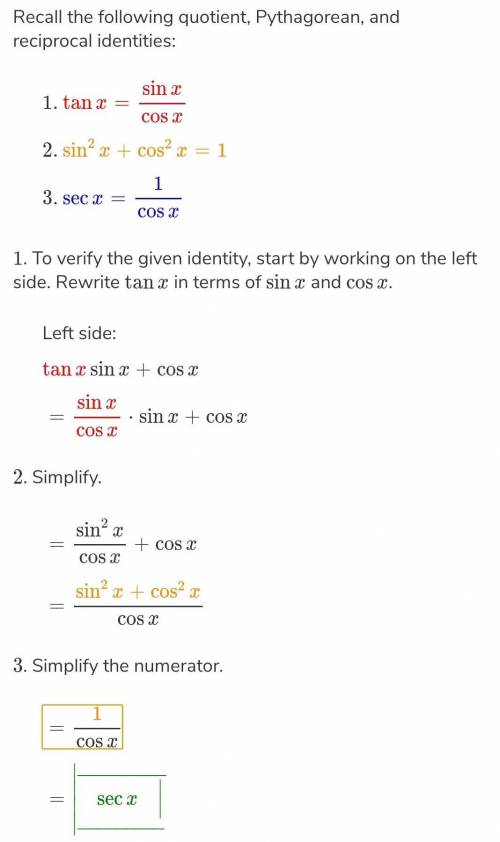 Tan (x) sin (x) + sec (x) cos2 (x) = ?