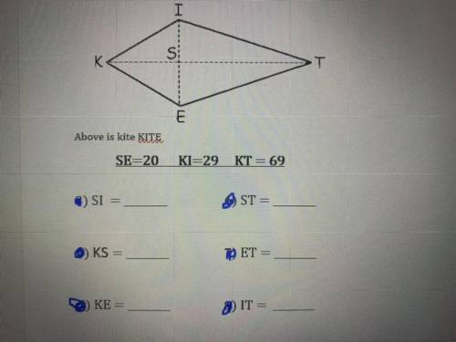 Kites finding missing side with some sides represented