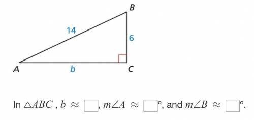 Solve the right triangle. See image below.