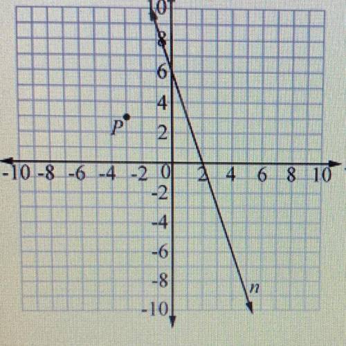 Line n and point P are shown on the coordinate plane. What is the equation of the line parallel to