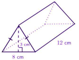 What is the volume of the triangular prism? *

288 cu cm
188 cu cm
144 cu cm
96 cu cm