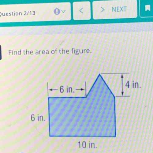Find the area of the figure.
4 in.
-6 in.
6 in.
10 in.