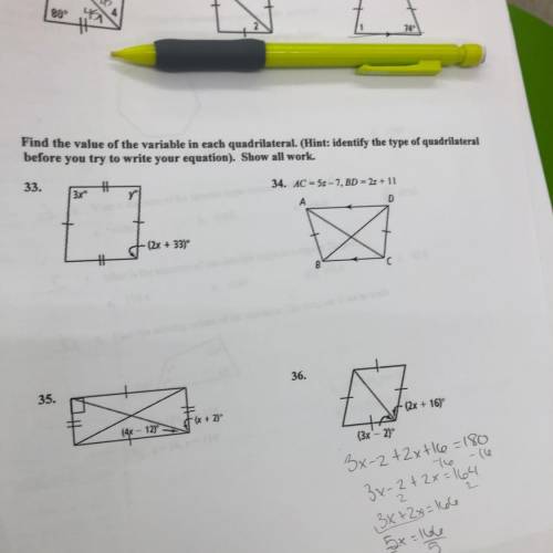 Help me please!!!

Fine the value of the variable in each quadrilateral (hint: identify the type o
