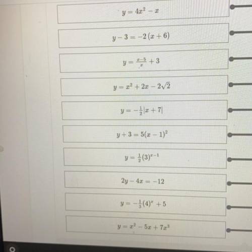 Determine if these are linear, quadratic, exponential or other