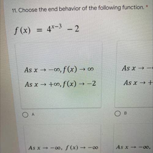Choose the end behavior of the following function.