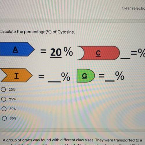 Calculate the percentage(%) of Cytosine.